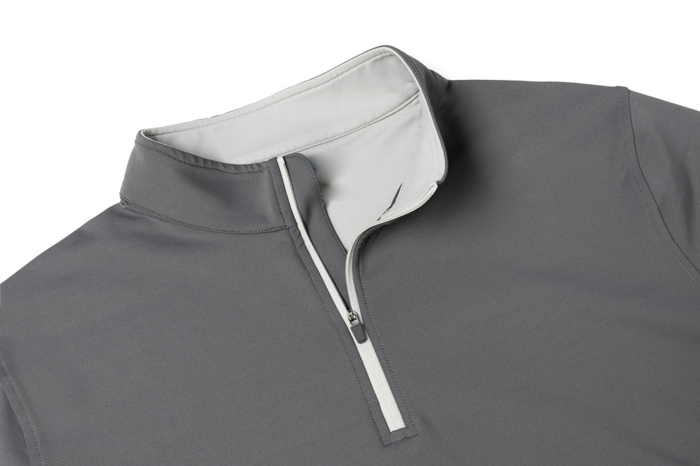 Men's Grey - toned Half - Chest Zipper Stand - Collar Casual Sweatshirt