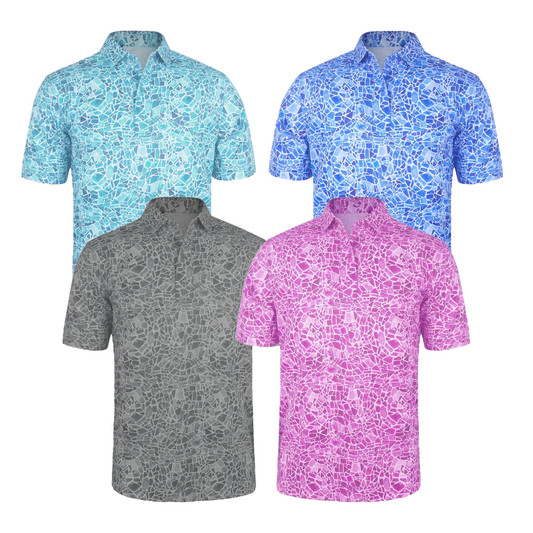 OEM Custom Logo High Quality Performance All Over Printed Button up Golf Character Shirt Polo Funny