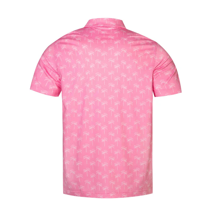 Pink Coconut Tree Polo Shirt - Antimicrobial Quick Dry Slim Fit for Men