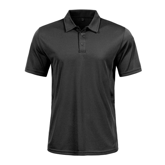 Bulk Custom Custom Logo 4 Way Stretch Black 100% Polyester Dry Moisture Wicking Performance Outdoor Casual Men's Golf Polo Shirt with Logo Embroidery - Manufacturer Qiandao