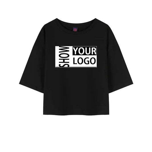 Bulk Custom Women's Design 220 Gsm Cotton Oversized T-Shirt Custom Logo Printing Crop Top High Quality XL Size for Summer with Logo Embroidery - Manufacturer Qiandao