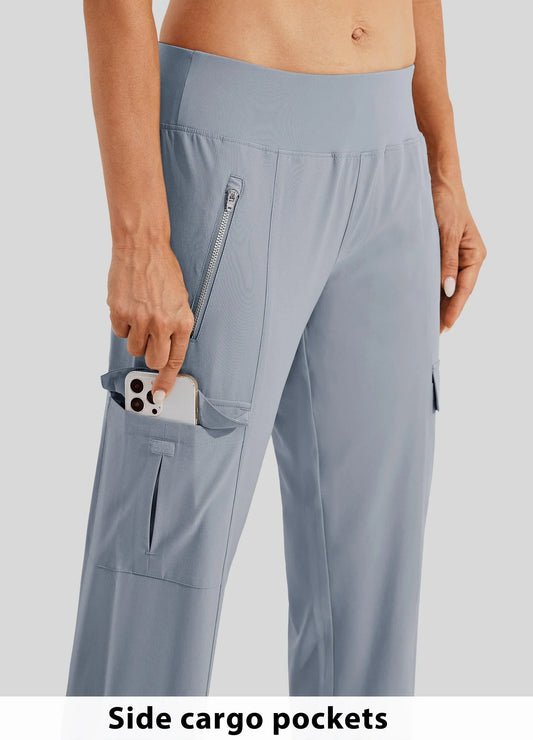 Bulk Custom Women's lightweight golf pants with quick-drying and waterproof functions, customized logos, high-waisted, loose-fitting, sporty work pants with travel pockets with Logo Embroidery - Manufacturer Qiandao