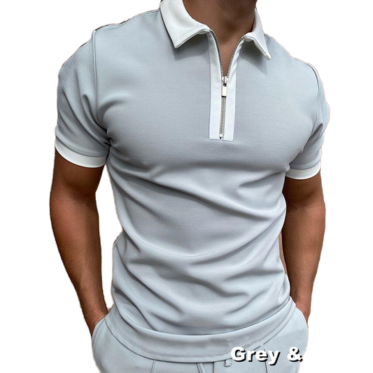 Custom Men's Short Sleeve Golf Shirt High Quality Plain Knitted with Zip Yarn Dyed Solid Pattern Silk Screen Printing