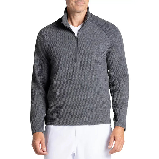 Bulk Custom High Quality Custom Men's Golf Pullover Sweater 95% Polyester 5% Polyamide Casual Slim Fit Quarter Zip Knit Texture Solid Autumn with Logo Embroidery - Manufacturer Qiandao