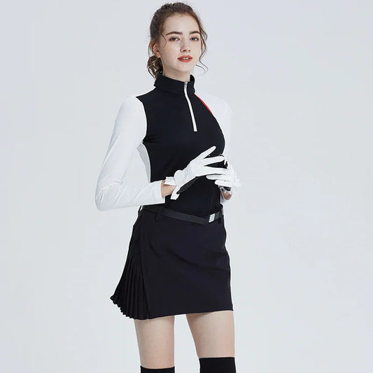 Bulk Custom Custom Slim Tops Ladies Women's Autumn Golf Pullover Stand Collar 3/4 Zip Jumper with Printed Logo Quarter Zip Sweatshirt with Logo Embroidery - Manufacturer Qiandao