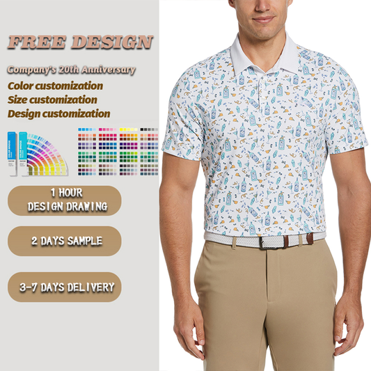 OEM Custom High Quality Luxury for Polo Shirts Dry Fitted Moisture Wicking Embroidered Logo Print Jersey Material Golf T-Shirt