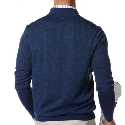 Bulk Custom The New Listing Custom High Quality Sport Slim Fit Sweatshirt Men 1/4 Zip Neck Navy Golf Sweatshirt with Logo Embroidery - Manufacturer Qiandao