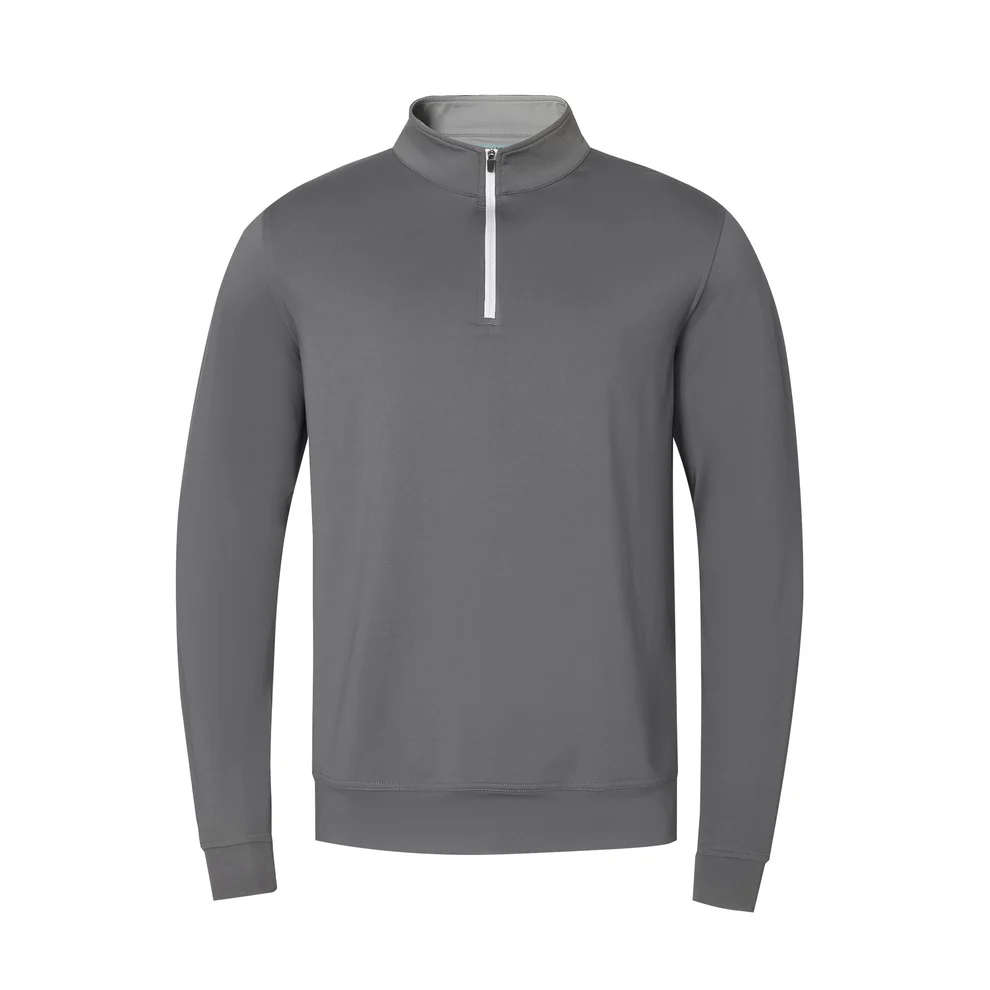 Men's Grey - toned Half - Chest Zipper Stand - Collar Casual Sweatshirt