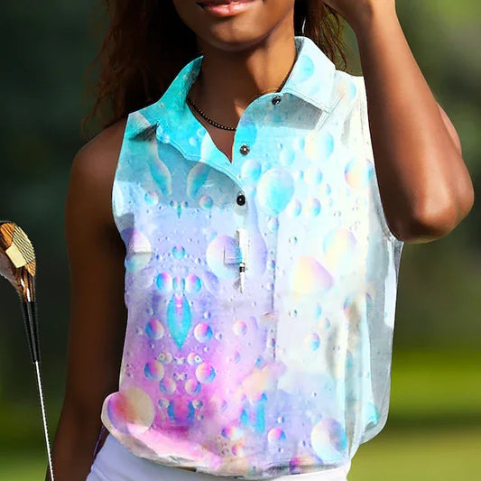 Bulk Custom Custom logo Luxury High Quality Allover Printing Breathable Quick Dry Slim Fit Knit Sleeveless Women Golf Polo Shirts with Logo Embroidery - Manufacturer Qiandao