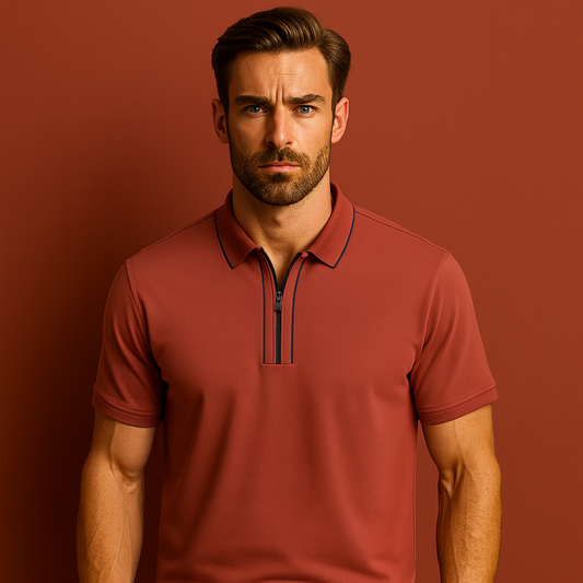 High Quality Anti-Wrinkle Customized Logo Knitted Sports Clothing Design Quarter Zip Polo Shirts for Men