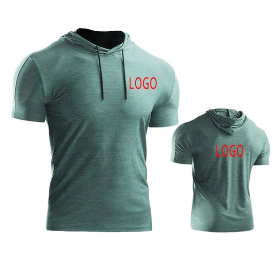 Bulk Custom High Men's Slim Fit Gym Tops Casual Hoodie Muscle Easy Workout Fitness Running Solid Short Sleeve Pullover Sweatshirts with Logo Embroidery - Manufacturer Qiandao