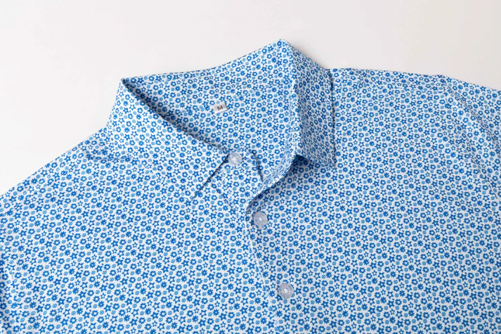 Antimicrobial Quick Dry Polo Shirt with Small Star Pattern in Slim Fit