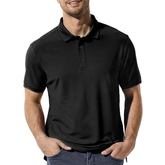 Bulk Custom Custom Logo Men's 100% Polyester Black Golf for Polo Shirts Soft Quick Dry Casual Designer Knitted Fabric Moisture Wicking with Logo Embroidery - Manufacturer Qiandao