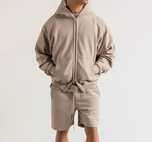 Bulk Custom Custom logo Printed Design 100% Cotton Long Sleeve Heavyweight Oversized Plain Color Solid Full Zip up Hoodies for Men with Logo Embroidery - Manufacturer Qiandao