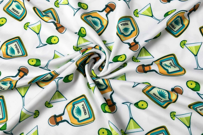 Tequila Drinkware Polo Shirt - Antimicrobial Quick Dry Slim Fit with Themed Pattern