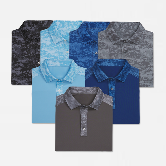 OEM High Quality Custom logo Stain Proof Colorless Performance Print Camouflage Golf Polo Branded Tshirts for Men