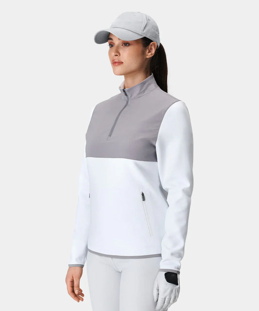 Bulk Custom Custom High Quality Long Sleeve Golf Quarter Zip Ladies Embroidery Pullover Quarter Zip Sweater Womens Sweatshirts with Logo Embroidery - Manufacturer Qiandao