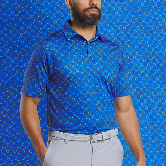 Custom Logo Personalised High Quality Plus Size Golf Clothing Stars Lisle Printed Golf Polo Shirt for Men