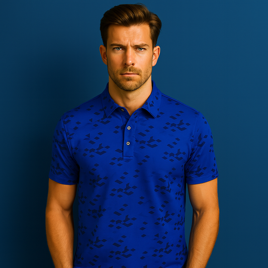 Designed Short Sleeve Digital Vintage Printed Performance Vintage 7xl Costom Print Navy Blue Polo Shirt Golf Clothes for Men