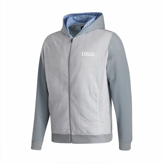 Bulk Custom Custom Logo 2022 New Men Full Zip Hybrid Windproof Sport Training Golf Hoodie Jacket with Logo Embroidery - Manufacturer Qiandao