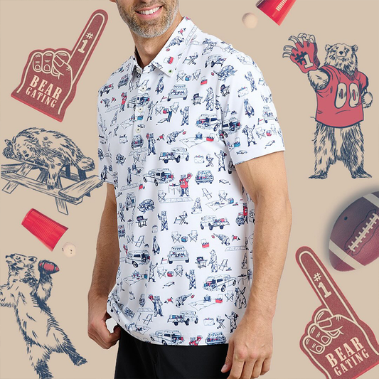 Custom logo Embroidered 92% Polyester 8% Spandex Luxury Performance Tshirts High Quantity Bear Print T-shirts Golf Polos