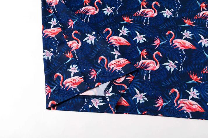 Tropical Flamingo Polo Shirt - Antimicrobial Quick Dry Slim Fit with Floral Pattern Design