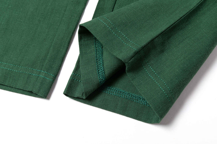 Vintage Green Linen Drawstring Cropped Pants