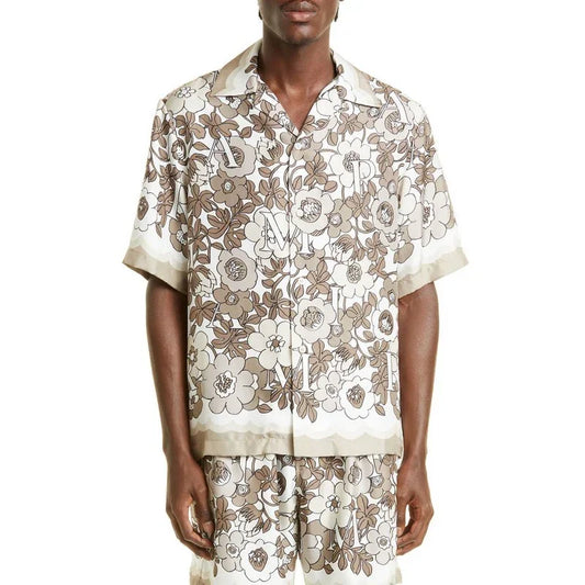 Bulk Custom Vacation Hawaiian Shirt Set Allover Logo Short Sleeve Silk Camp Custom Printed Hawaiian Button up Shirt for Men with Logo Embroidery - Manufacturer Qiandao