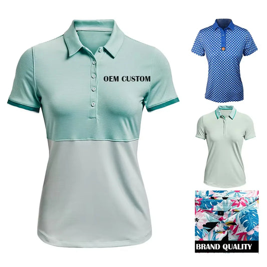 Bulk Custom Customized high-quality women's polo shirts with logos, four-way stretch fabric. They are breathable casual jerseys suitable for golf and tennis. with Logo Embroidery - Manufacturer Qiandao