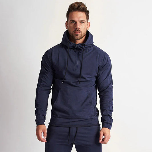 Bulk Custom High Quality Custom Men Long Sleeve Polyester Spandex 1/4 Zip Quarter Golf Pullover Hoodies with Logo Embroidery - Manufacturer Qiandao