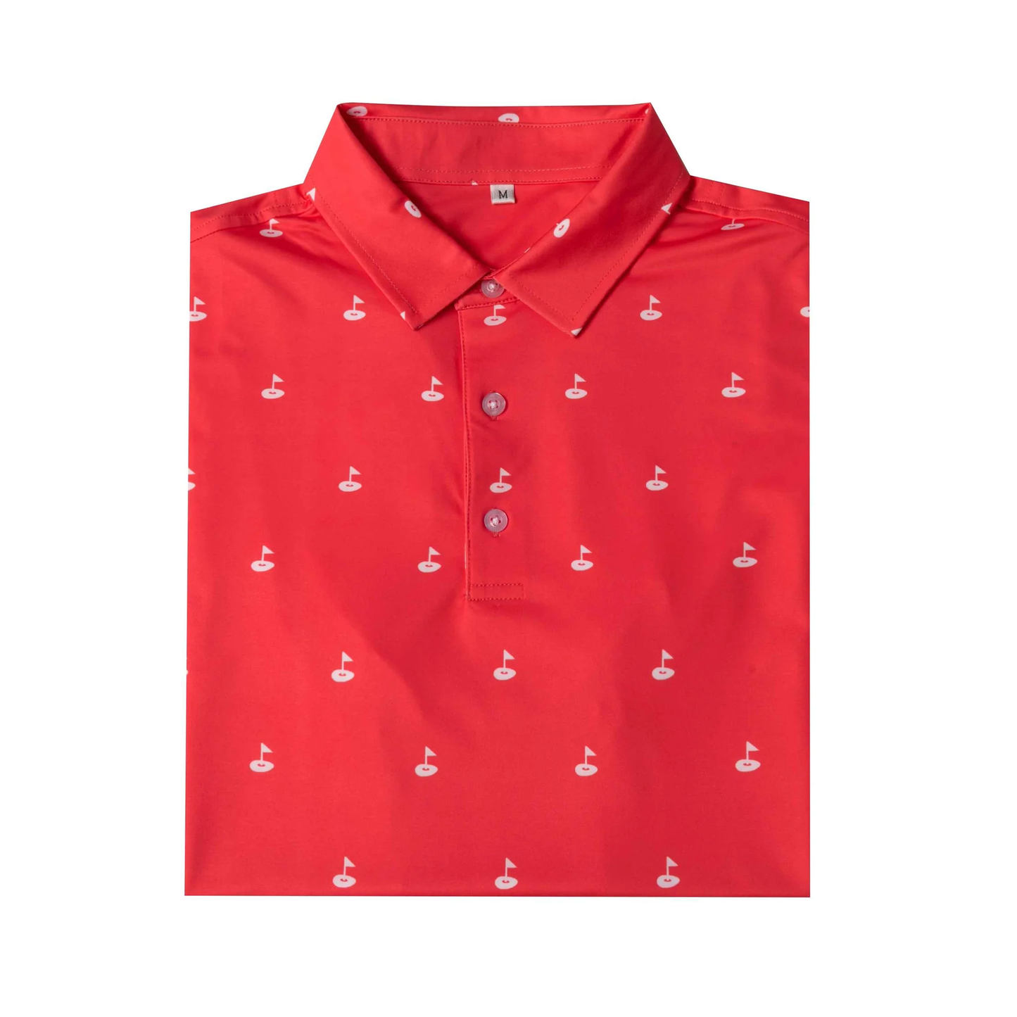 Golf Hole Marker Pattern Antimicrobial Quick Dry Slim Fit Polo Shirts
