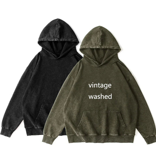Bulk Custom Custom High Quality Jersey 100% Cotton Denim Lightweight Anti-Shrink Screen Printed Mens Vintage Acid Wash Hoodie with Logo Embroidery - Manufacturer Qiandao