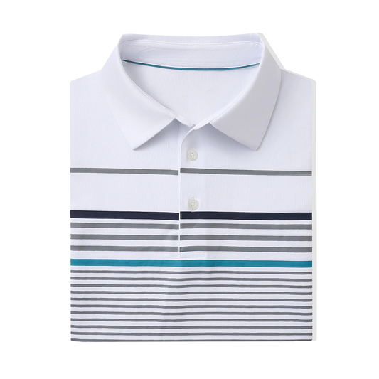 Custom logo Printing Quick Drying Boxy Fit Men Retro Designer Colour Striped White Polo Shirt Mens Golf Clothes