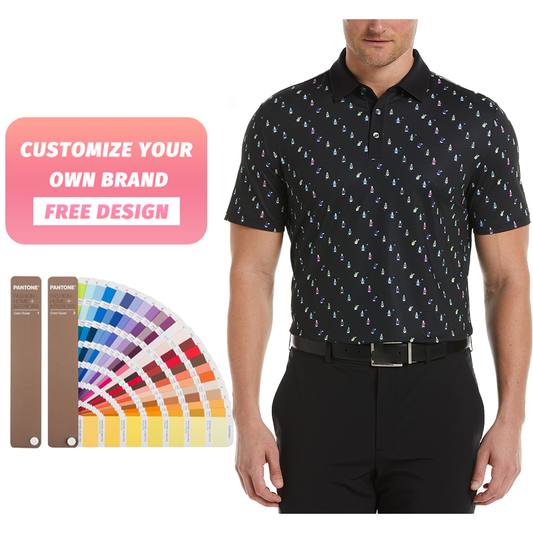 Men's for Polo Shirts with Custom Logo Quick Dry & Moisture Wicking Short Sleeve Spandex Polyester Sport Tops Printed Golf