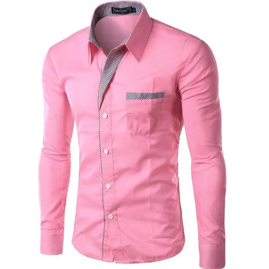 Bulk Custom Men Dress Shirt Long Sleeve Slim Brand Man Shirts Designer High Quality Solid Male Clothing Fit Business Shirts with Logo Embroidery - Manufacturer Qiandao