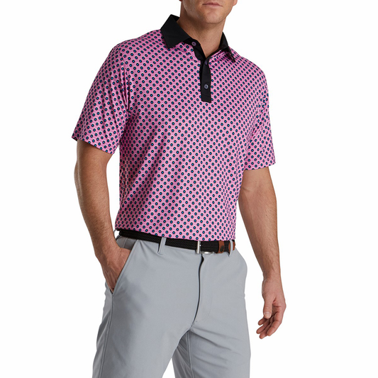 Custom Embroidery Logo Men Geometric Print Lisle Self Collar Performance Golf Sublimated Polo Neck Shirt Manufacturer