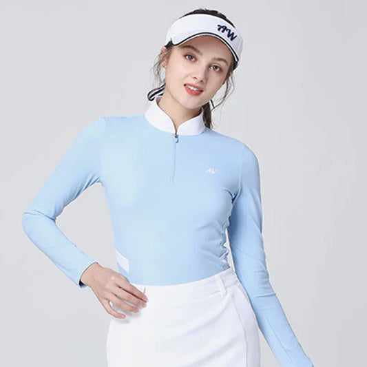 Bulk Custom Custom Design Women New Autumn Golf Clothing Set Clothes Blade Collar Polo Golf Shirt for Woman with Logo Embroidery - Manufacturer Qiandao