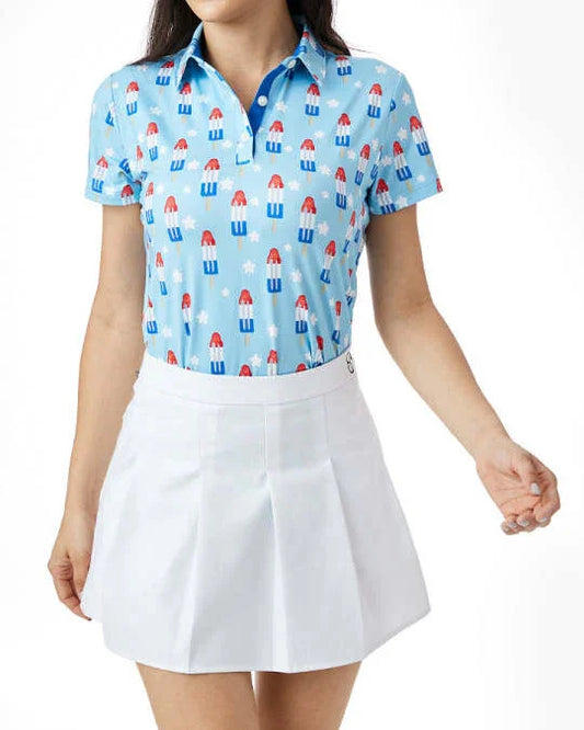 Bulk Custom Custom Sublimation Print Tops Stretch Friendly Moisture Wicking Golf Wear Short Sleeveless Button up Polo Shirt Women with Logo Embroidery - Manufacturer Qiandao