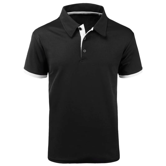 Bulk Custom Custom Logo Black Sport Jersey Spandex Polyester Short Sleeve Dry Fit Athletic Casual 3-Button Golf Polo Shirts for Men with Logo Embroidery - Manufacturer Qiandao