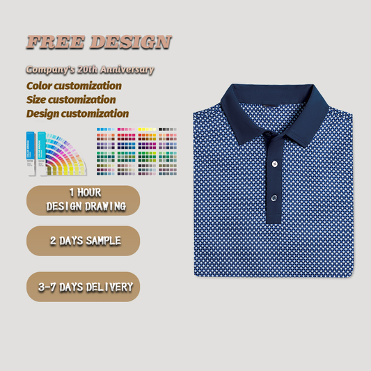 Custom Logo Personalised High Quality Plus Size Golf Clothing Stars Lisle Printed Pullover Polo Knit Polo Shirt for Men