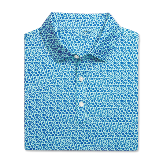 Custom logo 4 Way Stretch Moisture Wicking Short Sleeve Print Floral Polo Shirts Soft Classic Casual Slim Fit Golf Men Shirt