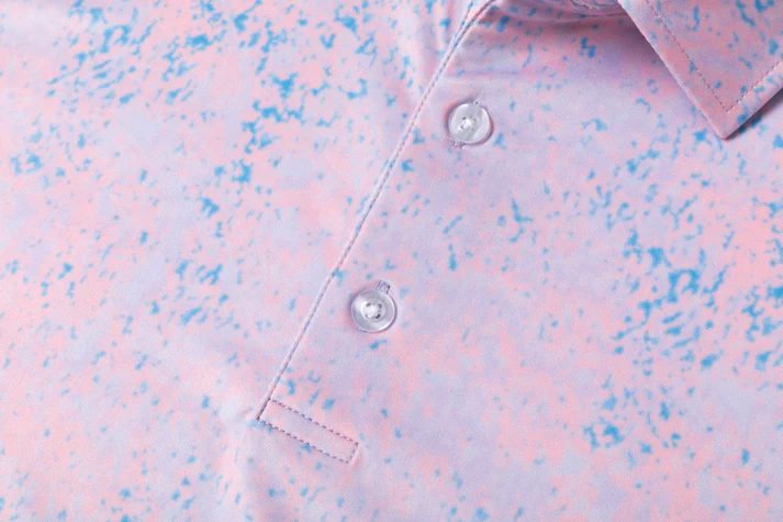 Pink Blue Splatter Polo Shirt - Antimicrobial Quick Dry Slim Fit