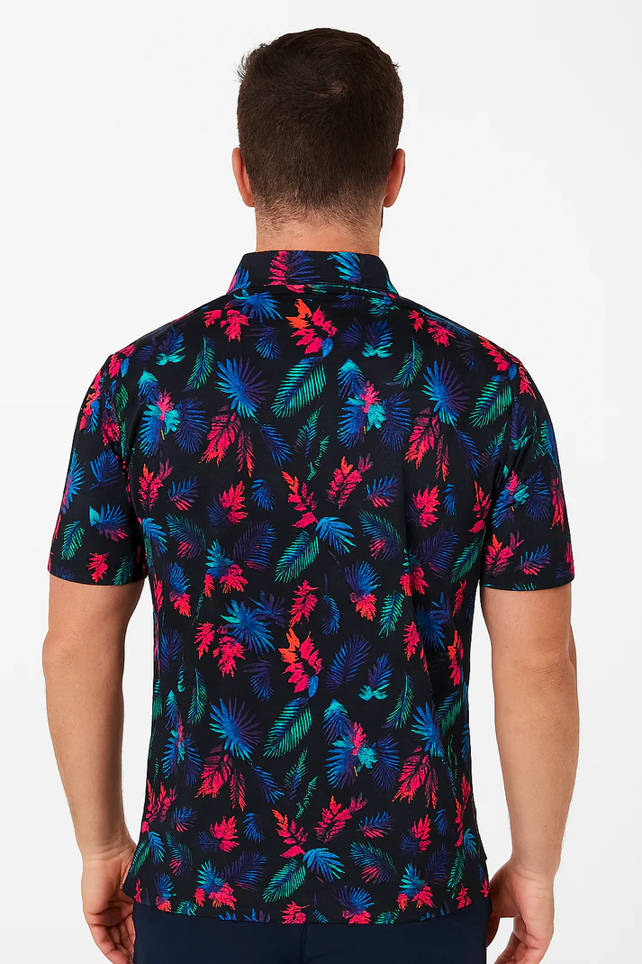 Colorful Tropical Polo Shirt - Antimicrobial Quick Dry Slim Fit