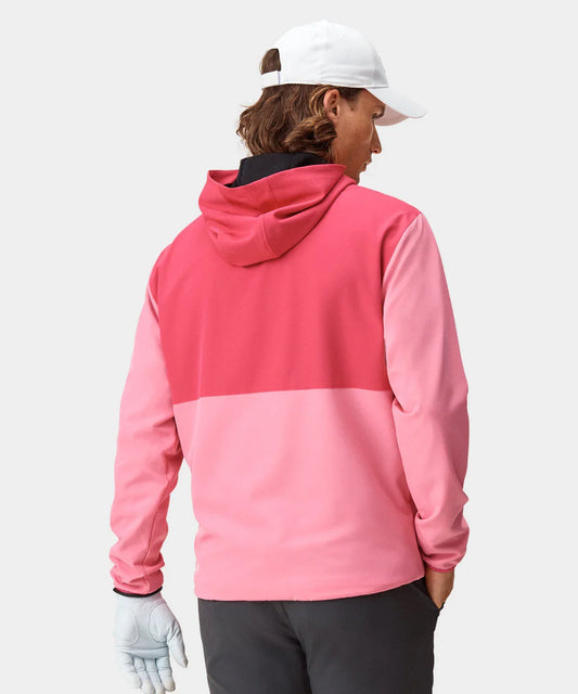 Bulk Custom Custom Logo Casual Pink Golf Performance Long Sleeve Lightweight 1/4 Quarter Zip Collar Hoodie Pullovers Sweatshirts for Men with Logo Embroidery - Manufacturer Qiandao