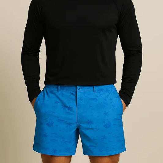 Bulk Custom Full-body sublimation printed, heavyweight polyester men's unisex 6-inch inseam custom tree mesh golf shorts for summer with Logo Embroidery - Manufacturer Qiandao