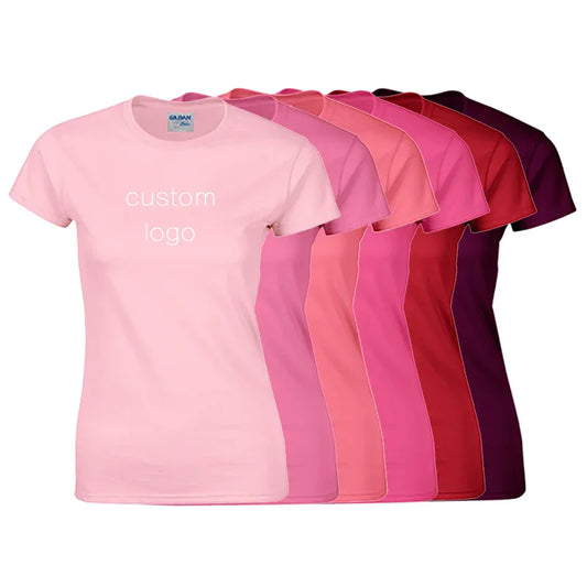 Bulk Custom Oversize Blank Solid Colors T-shirt Custom Logo Outdoor O-Neck Soft Basic Plain Casual Style Ladies Graphic T-shirts for Women with Logo Embroidery - Manufacturer Qiandao