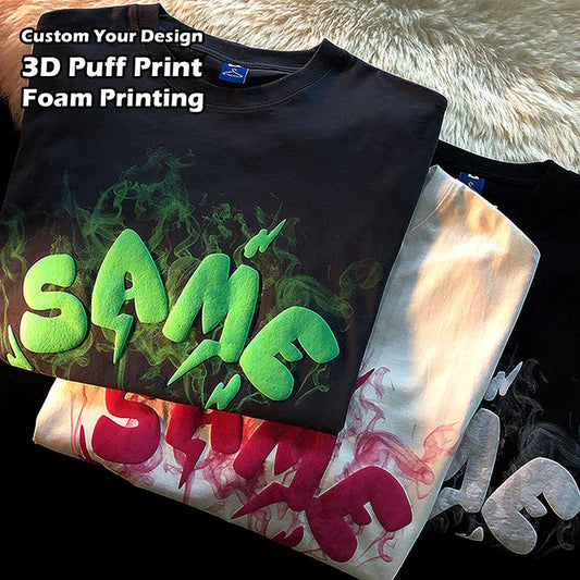 Bulk Custom Manufacturer's Custom Heavyweight Puff Print T-Shirt for Men High Quality Cotton Knitted Oversized Fitness T-Shirt with Logo Embroidery - Manufacturer Qiandao