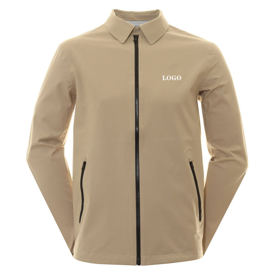 Bulk Custom Custom logo High Quality Sport Nylon Hard Shell Plus Size Men s Clothing Khaki Golf Wear Windbreaker Polo Jacket Men with Logo Embroidery - Manufacturer Qiandao