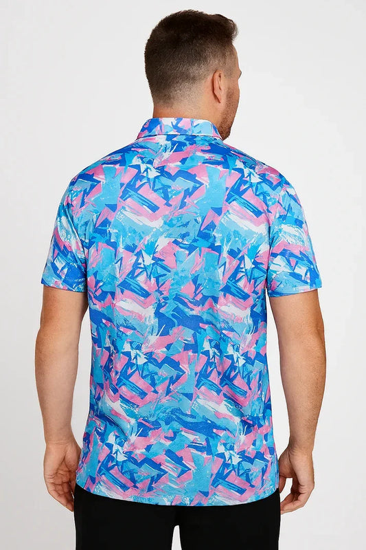 Bulk Custom Colorful Geometric Polo Shirt - Antimicrobial Quick-Dry Slim Fit for Ultimate Comfort with Logo Embroidery - Manufacturer Qiandao