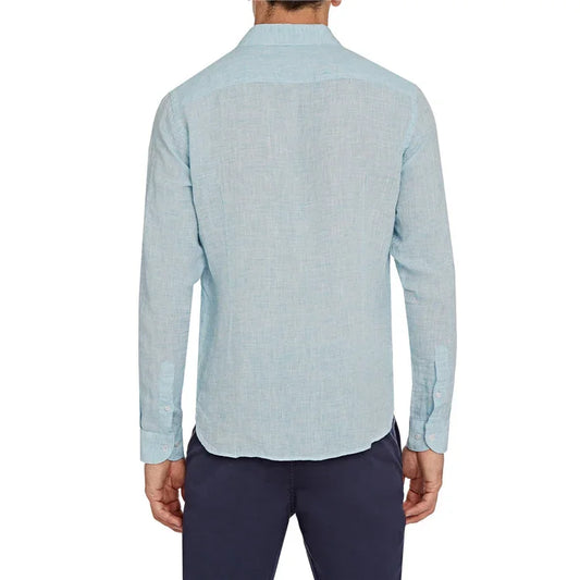 Bulk Custom Casual Summer Plain Color Tailored Fit Cotton Linen Long Sleeve Boxy Button Shirt for Men with Logo Embroidery - Manufacturer Qiandao